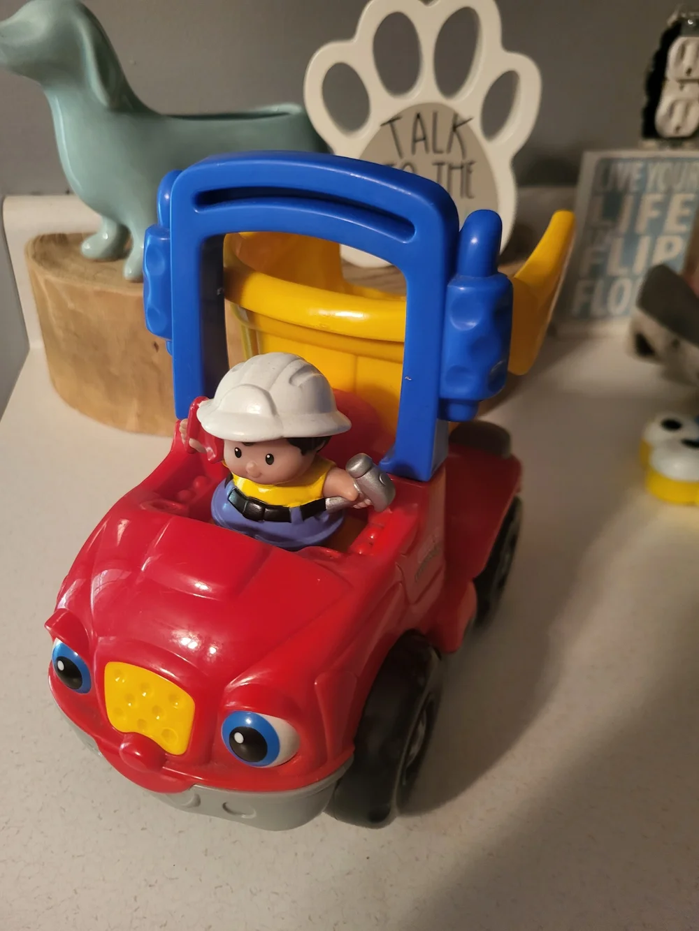 Fisher Price Little People Construction Dump Truck Toy Red Yellow